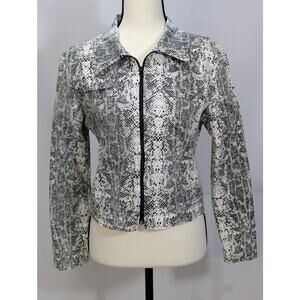 DMBM Snakeskin Print Zip Front Jacket Womens M Cotton Stretch Made USA